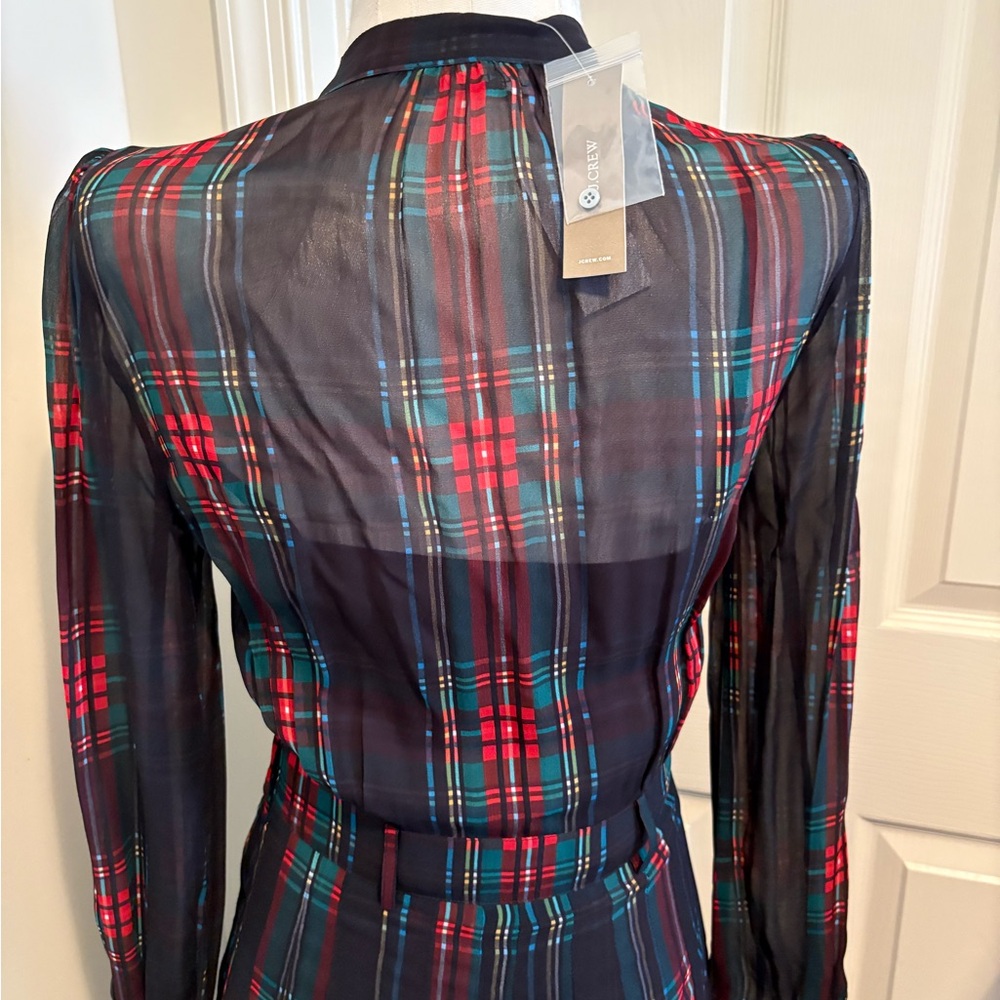 Women’s J. Crew size XXS Elegant Plaid Sheer Dress NWT $268 - Picture 9 of 12
